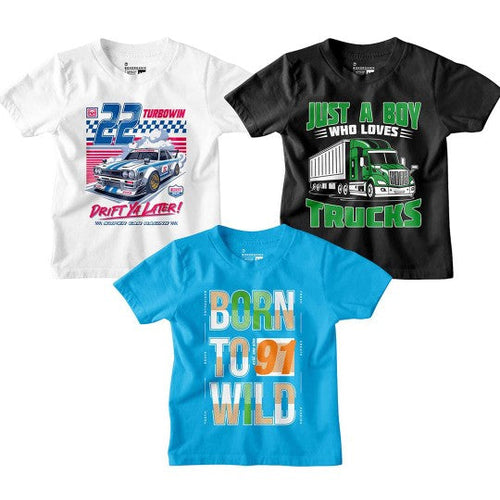Boy Graphic Printed  Combo Tees