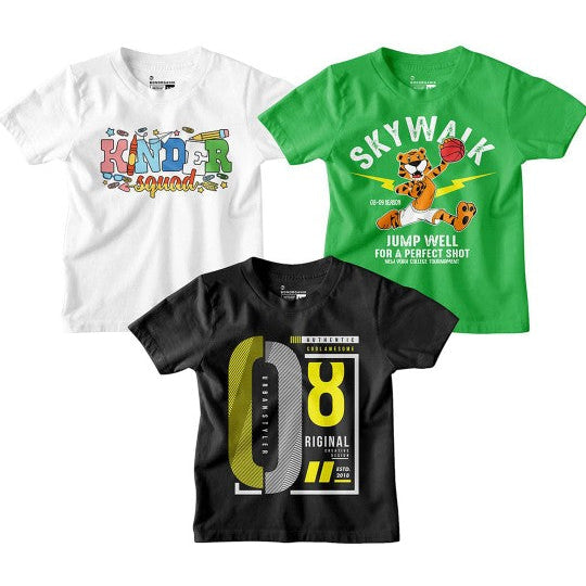 Boy Graphic Printed  Combo Tees