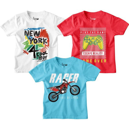 Boy Graphic Printed  Combo Tees