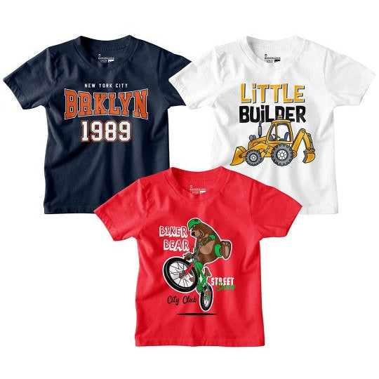 Boy Graphic Printed  Combo Tees