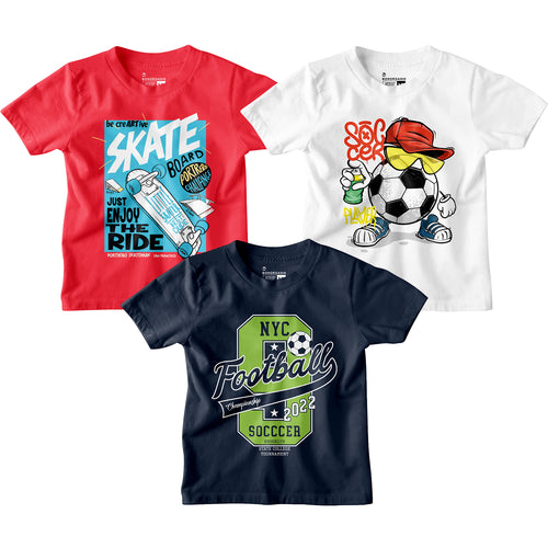 Boy Graphic Printed  Combo Tees