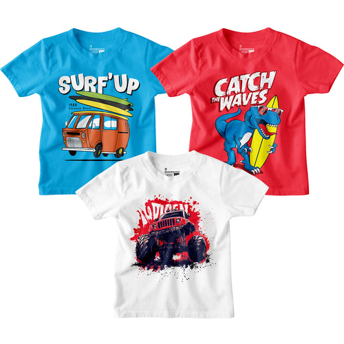 Boy Graphic Printed  Combo Tees