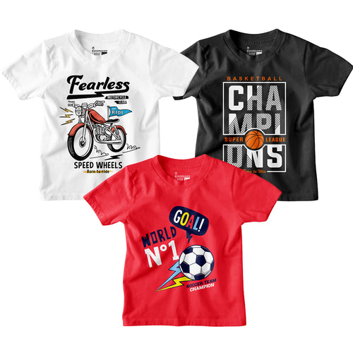 Boy Graphic Printed  Combo Tees