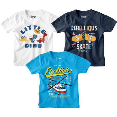 Boy Graphic Printed  Combo Tees