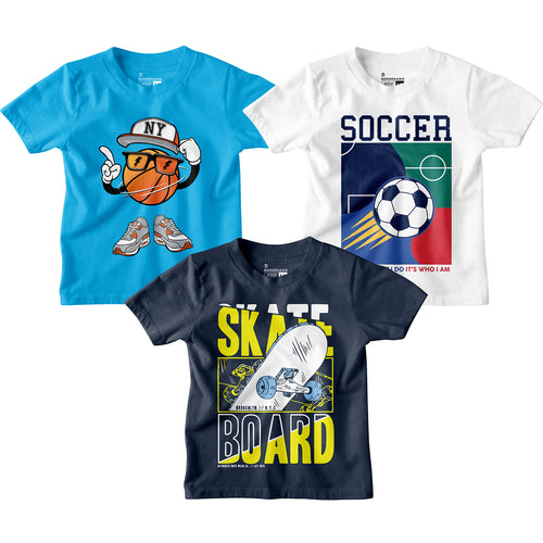 Boy Graphic Printed  Combo Tees