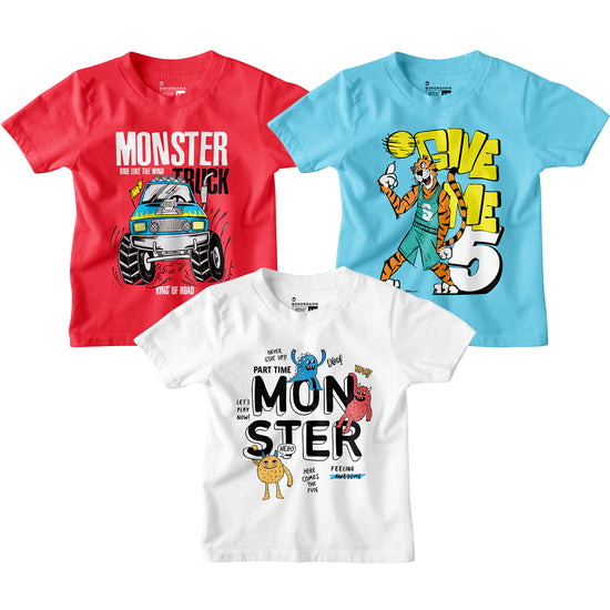 Boy Graphic Printed  Combo Tees