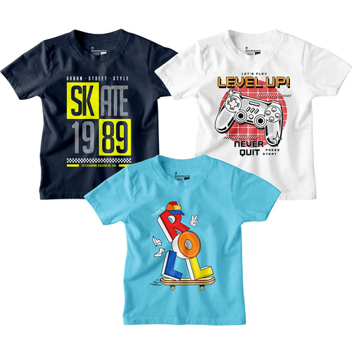 Boy Graphic Printed  Combo Tees