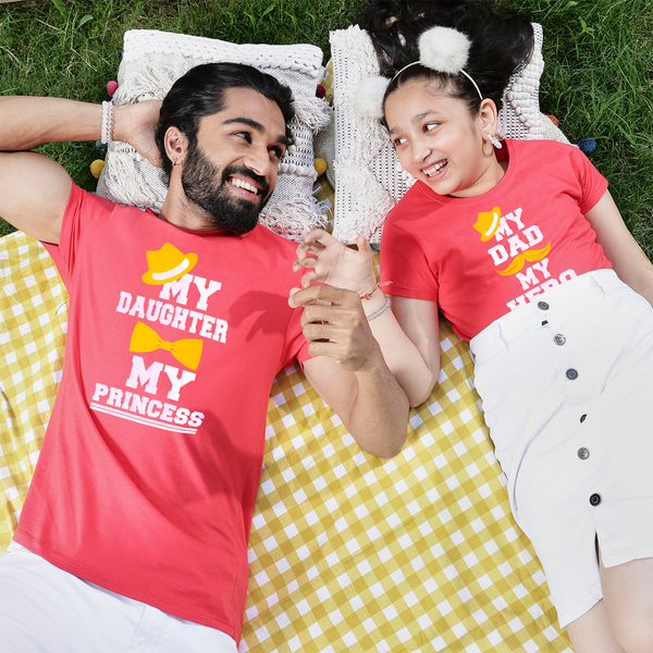 My princess / My Hero, Matching Dad And Daughter Matching Tees - BonOrganik