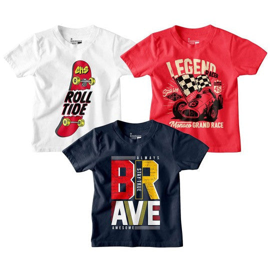 Boy Graphic Printed  Combo Tees