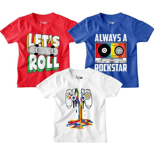 Boy Graphic Printed  Combo Tees