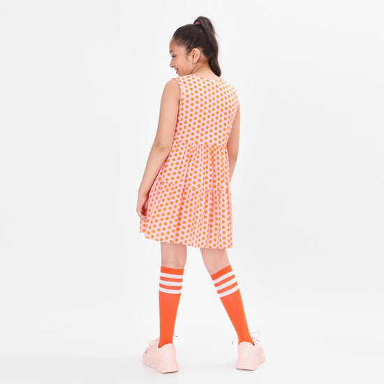 Dot Printed Pink Girls Dress