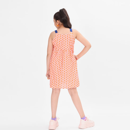 Dot Printed Pink Girls Dress