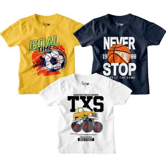 Boy Graphic Printed  Combo Tees
