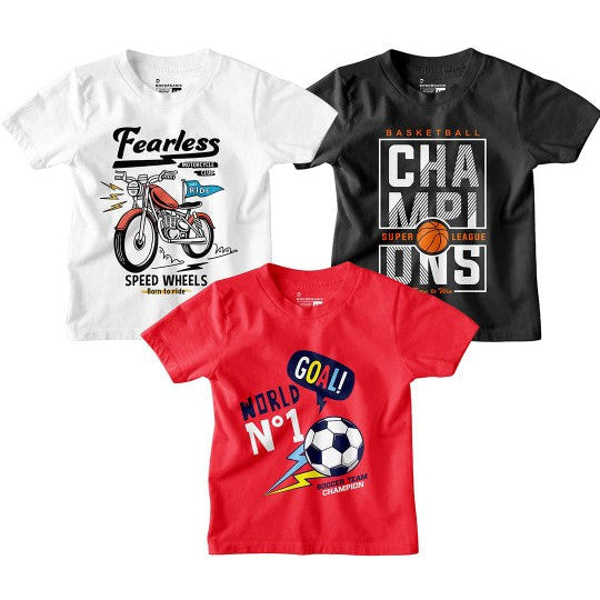 Boy Graphic Printed  Combo Tees
