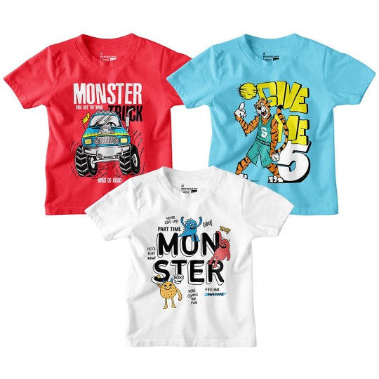 Boy Graphic Printed  Combo Tees