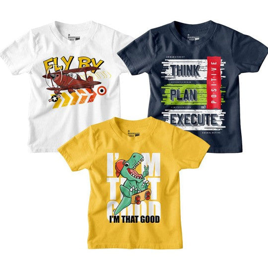Boy Graphic Printed  Combo Tees
