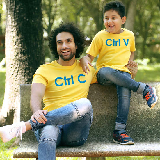 Yellow Ctrl C/Ctrl V Father-son Tees