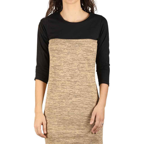 Pastel brown yoke knitted dress for mom daughter