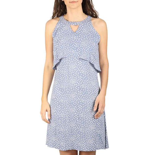 Floral blue layered dress for mom & daughter