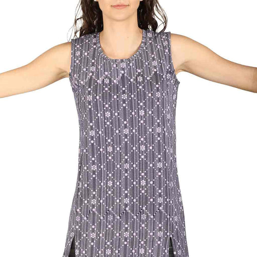 Navy blue front slit printed long top for mom & daughter