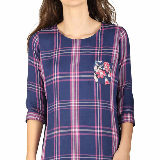 Checks tunic with patch pocket for mom daughter