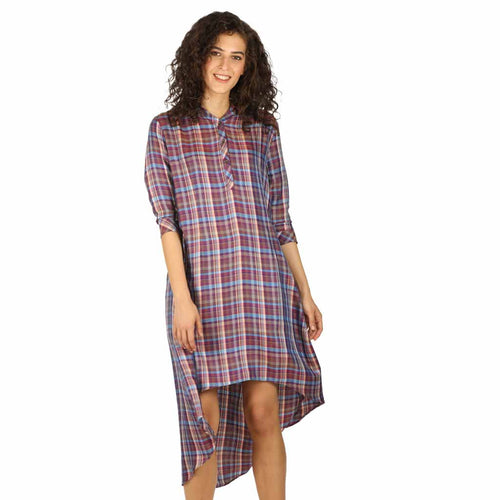 Checks high low dress for mom daughter