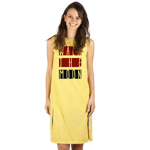 Yellow front slit long knitted top for mom daughter