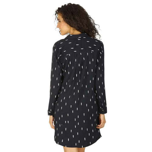 Navy Blue Feather Relaxed Fit Print Shirt Dress
