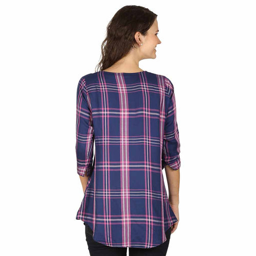 Checks tunic with patch pocket for mom daughter
