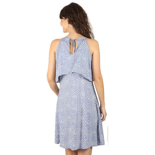 Floral blue layered dress for mom & daughter