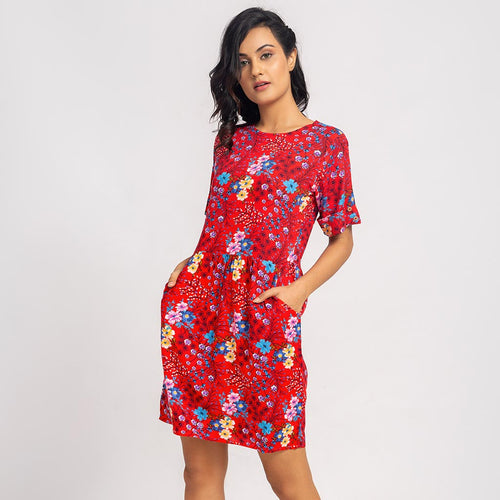 Floral Printed Midi Dress For Mom & Daughter