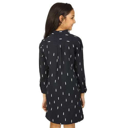 Navy Blue Feather Relaxed Fit Print Shirt Dress