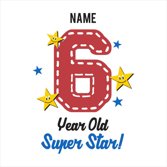 6 Year Super Star Birthday Tee