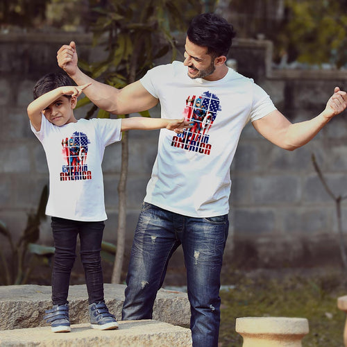 Captain America Shield, Matching Marvel Tees For Dad And Son