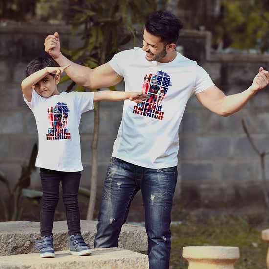 Captain America Shield, Matching Marvel Tees For Dad And Son
