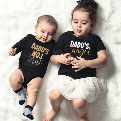 Dadu's Angel ,Matching Tee And Bodysuit For Sister And Brother