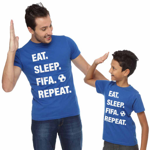 Eat Sleep Fifa Dad And Son Tshirt
