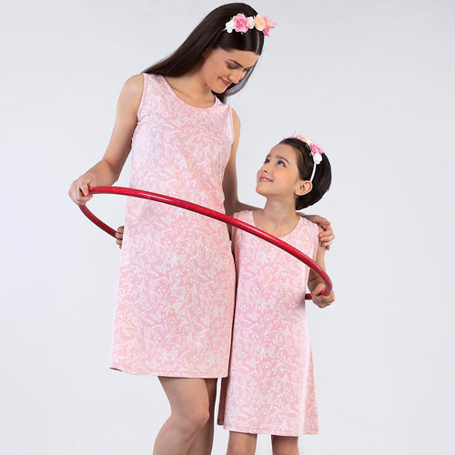 Pink All The Way Floral Print Shift Dress For Mom And Daughter