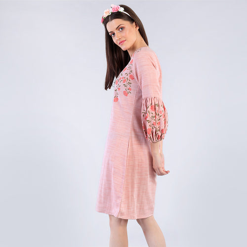 Pink Roses Shift Dress For Mom And Daughter