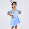 Yellow Roses Blue Shift Dress For Daughter