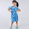 Tropical Overlap Tie Maxi Dress And Blue Ballerinas Combo For Daughter