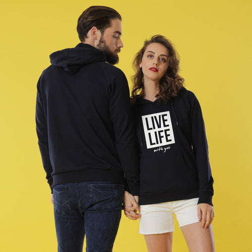 Live Life, Matching Black Hoodies For Couple