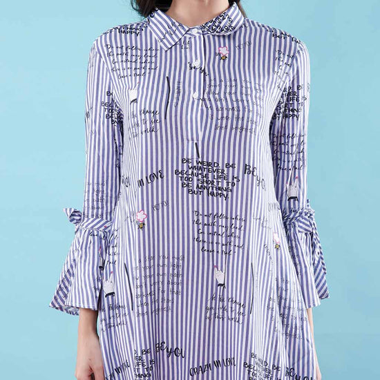 Stripers Bell Sleeves Matching Swing Dresses For Mom And Daughter