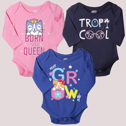 Born To Be Queen Set Of 3 Assorted Bodysuits For The Baby