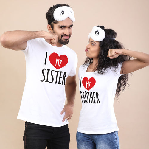 I Love My Brother/Sister,Matching Tees For Brother And Sister Adults