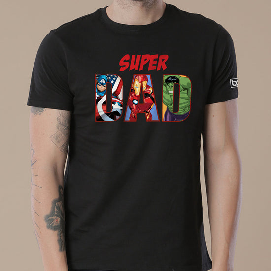 Super Dad/Son , Matching Marvel Black Tees For Dad And Son