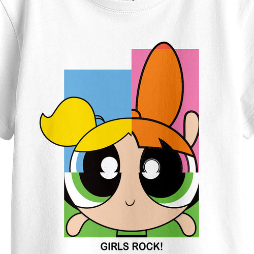 Girls Power Puff Graphic Printed Tees