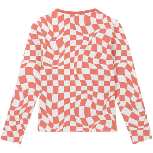 Girls Printed Checks Rib Tshirt