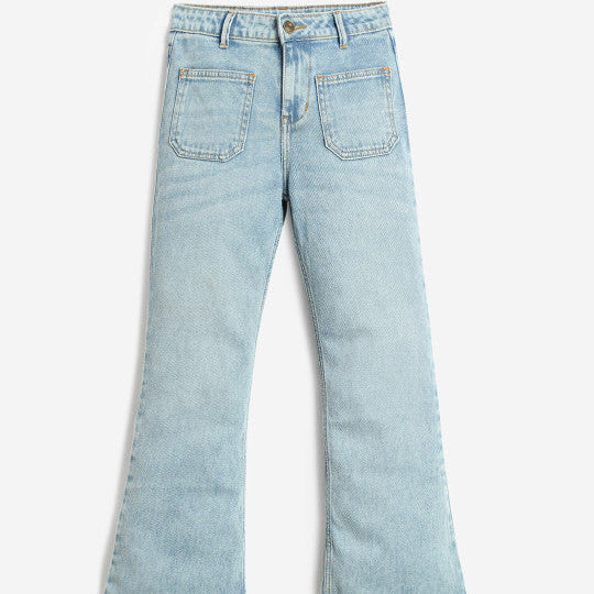 Girls Jean Mid-Rise Light Fade Cotton Jeans
