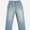 Girls Jean Mildly Distressed Light Fade Cotton Jeans